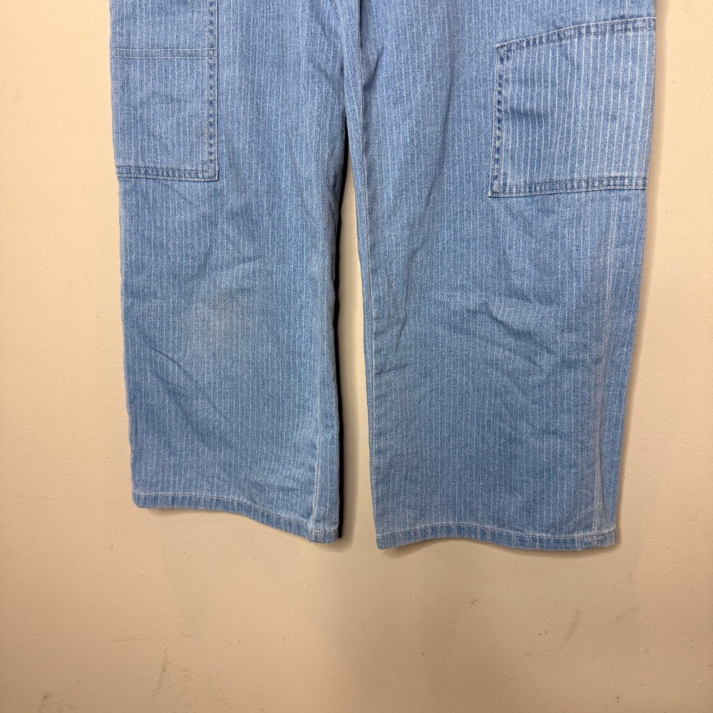 BDG Urban Outfitters Blue Victoria Pinstripe Carpenter Cropped Jeans Size 27 - Picture 7 of 13
